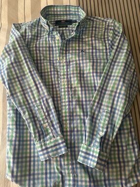 Vineyard Vines Blue & Green Plaid Button-Down Shirt